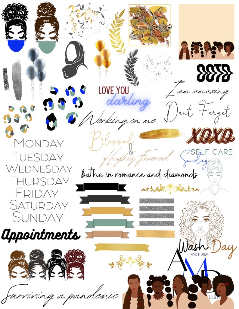 Celebrate Women Digital Sticker Set for GoodNotes Planner, Digital Planners, GoodNotes Stickers, beauty Clipart, makeup stickers image 3