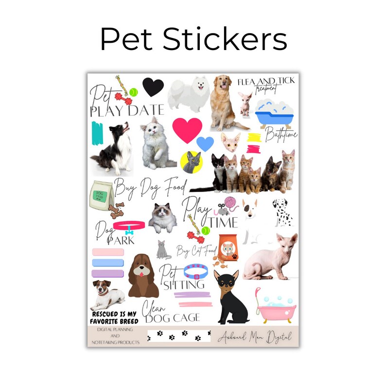 PET CARE Digital Goodnotes Stickers, digital stickers, digital planner stickers, cats and dogs stickers, Notability, Noteshelf, PNG Files image 5