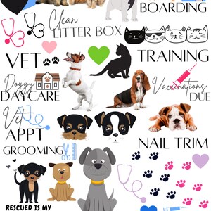 PET CARE Digital Goodnotes Stickers, digital stickers, digital planner stickers, cats and dogs stickers, Notability, Noteshelf, PNG Files image 7