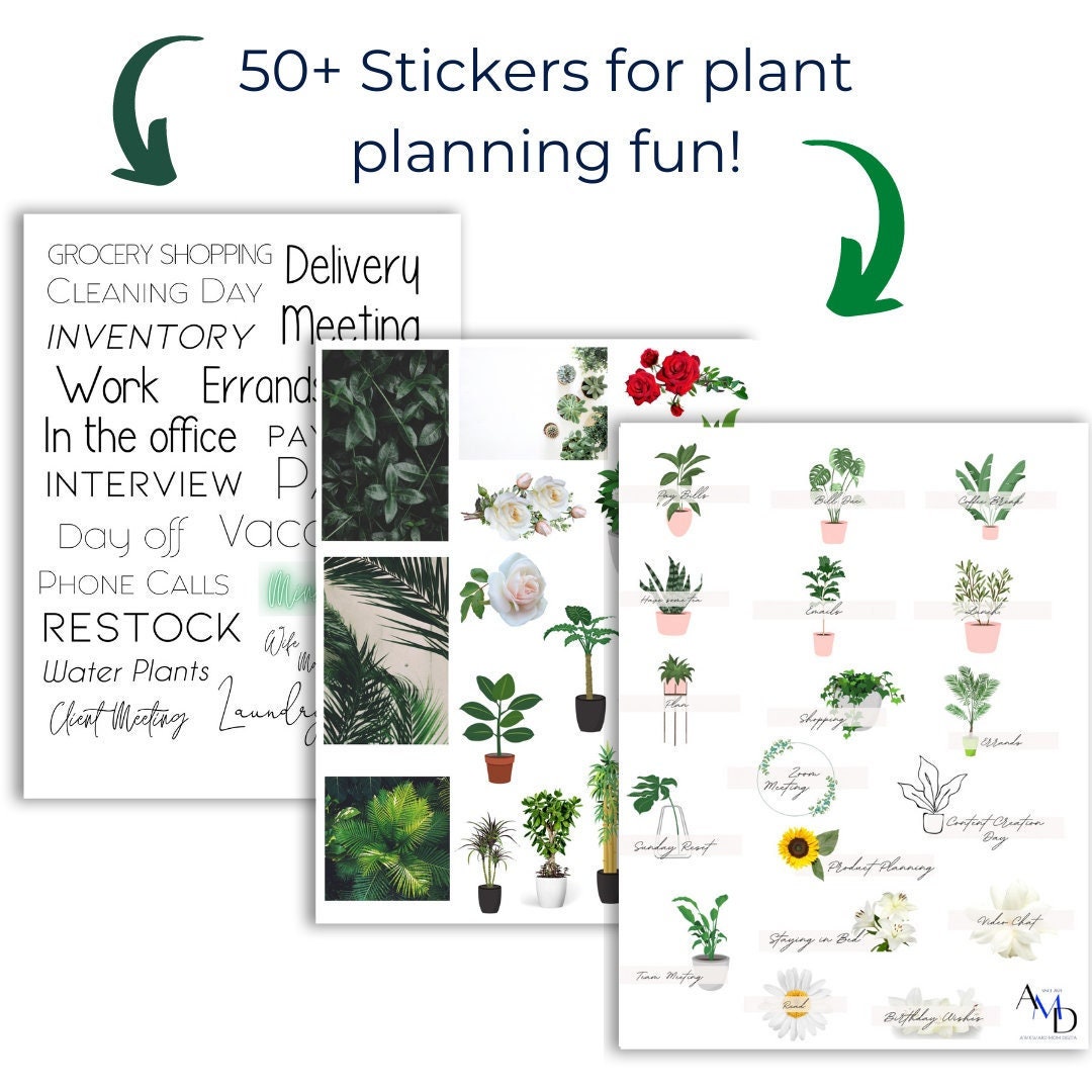 Plant Vibes Sticker Set, Houseplants, Potted Plants Clipart, Botanical ...