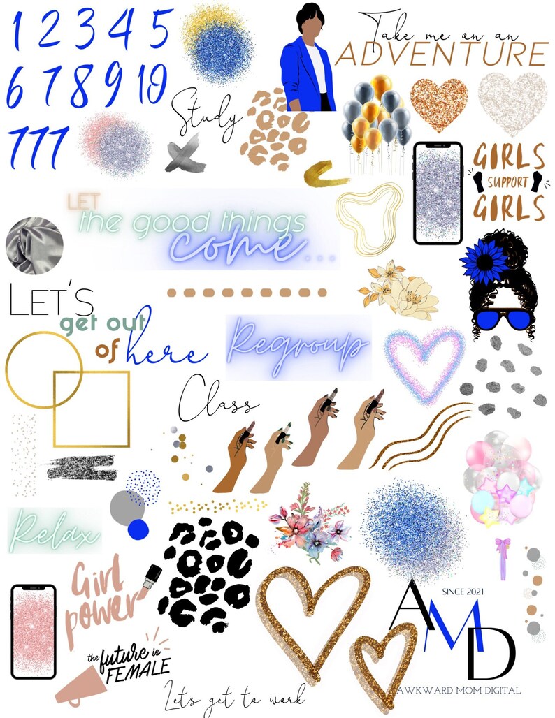 Celebrate Women Digital Sticker Set for GoodNotes Planner, Digital Planners, GoodNotes Stickers, beauty Clipart, makeup stickers image 1