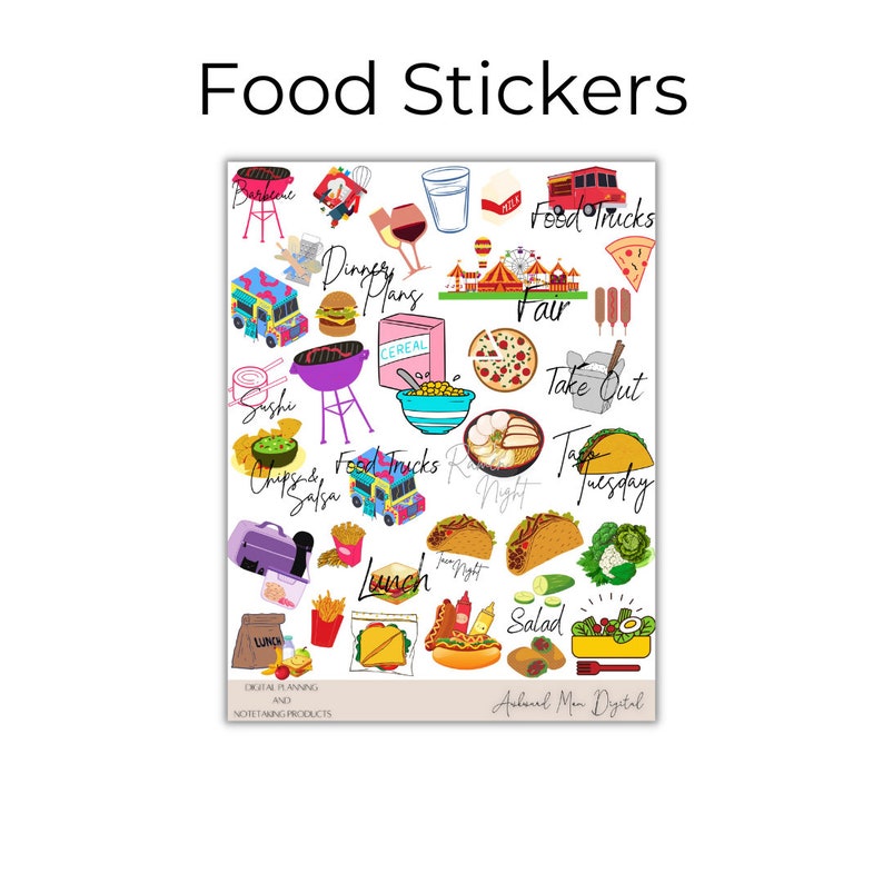 FOOD Digital Stickers for GoodNotes Planner, Junk Food Digital Planner Stickers, Healthy Food Stickers, Food Clipart, PNG Files image 4