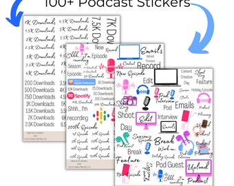 PODCAST Planner Stickers, Digital Podcast Stickers, Digital Stickers, Instant Download, Goodnotes Stickers, PNG Files, record podcast