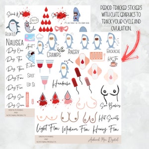 Period Tracker Digital Stickers: Organize Shark Week with Self-Care Bliss image 3