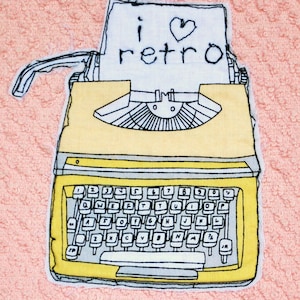 Vintage Typewriter Terry Dish Cloth Pink image 2