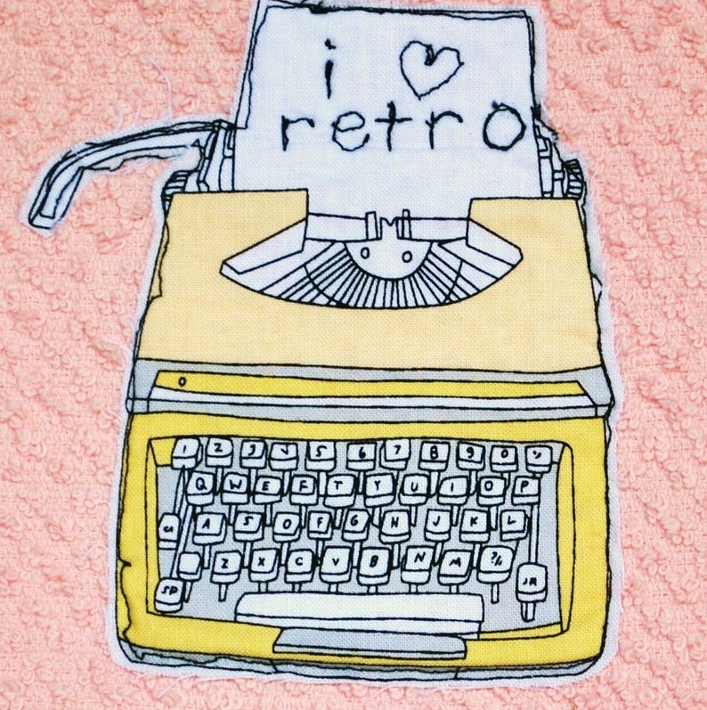 Vintage Typewriter Terry Dish Cloth Pink image 2