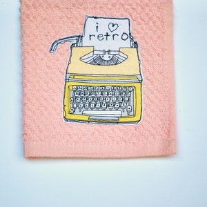 Vintage Typewriter Terry Dish Cloth Pink image 1