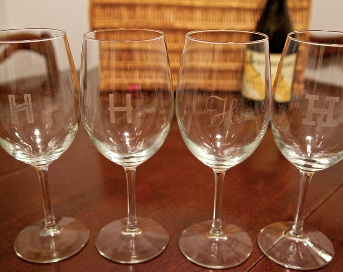 Monogrammed Wine Glasses Mix and Match Set of 4 Etsy