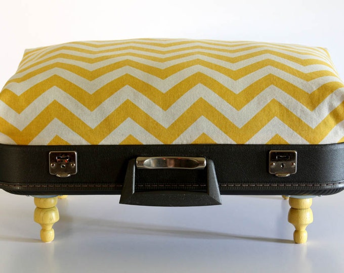 Suitcase Pet Bed Extra Fluffy Yellow Chevron Pillow Grey Etsy