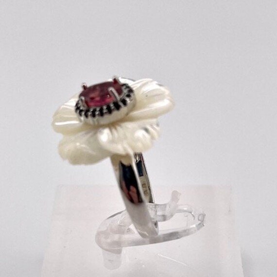 Vintage Ring, Mother of Pearl 2.35 CT Rhodonite G… - image 6
