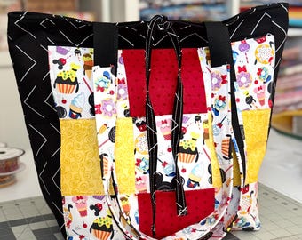 Handmade Quilted Tote Bag – Disney-Inspired Patchwork Bag