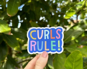 Curls Rule, Sticker w/ clear border 3"x3"