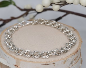 Silberarmband für Frauen, minimalistisches Armband handgemacht, Alltagsarmband für sie, Kettenarmband Argentium Silber, beste Geschenke für Mama