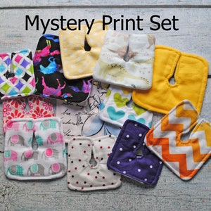 Mystery Print Set of 6, 12, 18 or 24 Trach Pads | Tracheostomy Pad | Trach Dressing | Tracheostomy Dressing | Reusable Split-Gauze Pad