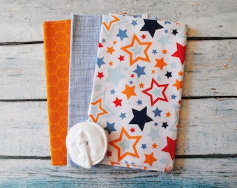 Orange & Blue Stars -- Set of 6 G-Tube Pads | G-Tube Covers | Button Covers | Feeding Tube Pads | GJ Pads | Mic-key Button | Mini Button