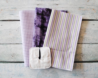 Purples -- Set of 6 Trach Pads | Tracheostomy Pad | Trach Dressing | Tracheostomy Dressing | Reusable Split-Gauze Pad