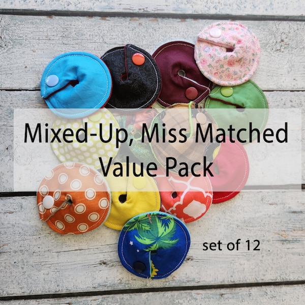 Mixed-Up, Miss Matched Set von 12 G-tube-pads - Normale Größe / Microfleece-Rücken