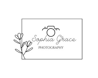 Premade Floral Logo Design Set: Script Logo, Flower Logo, Wedding Photography Logo, Custom Branding Kit with Watermark