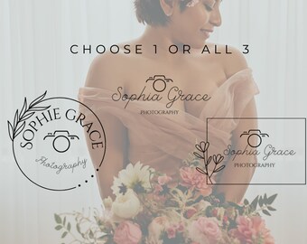 Premade Logo Design, floral Logo, Script Logo Set, Photography Logo and Watermark, Wedding Photography Logo, Custom Logo Brand Set