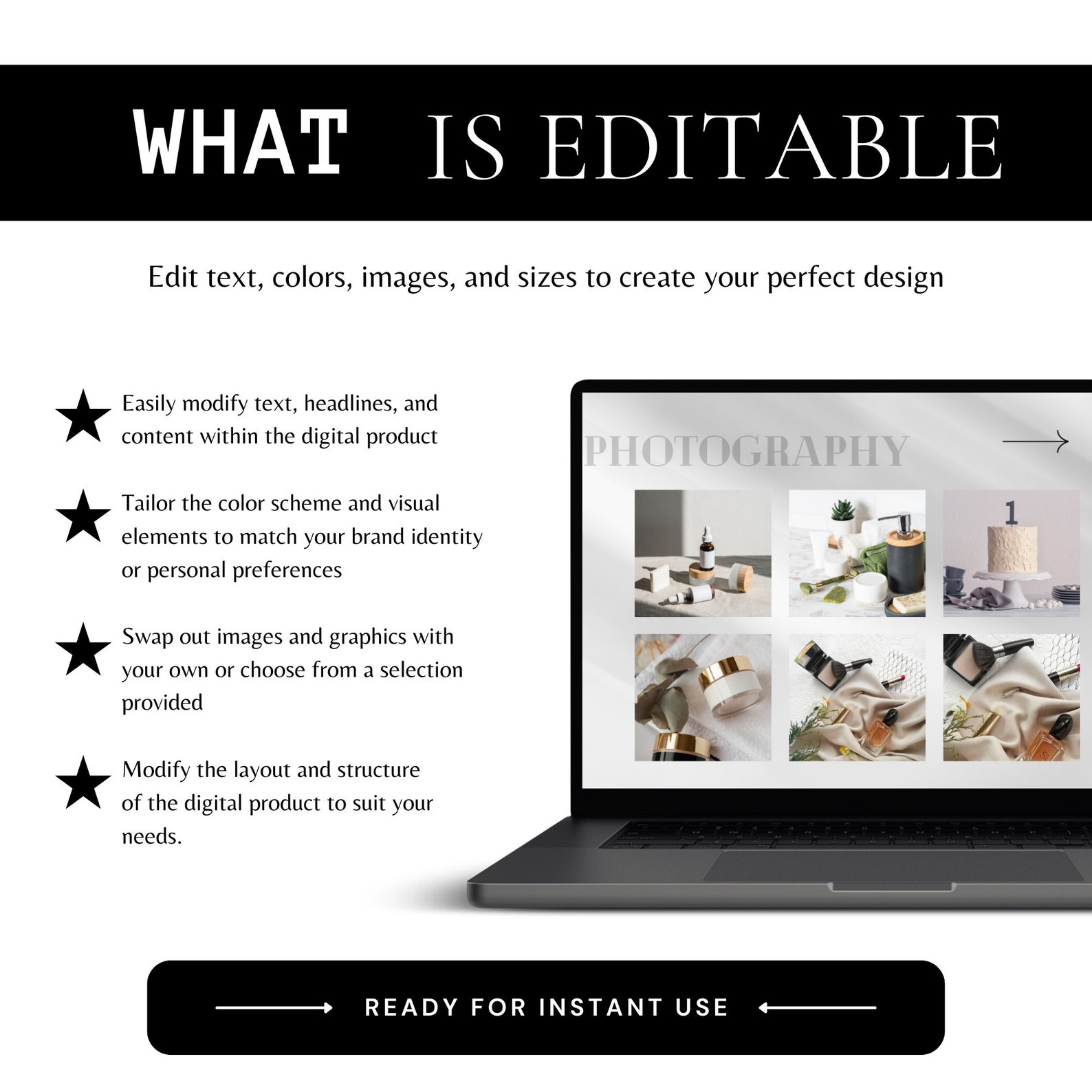 Luxury Website Template for Canva, Canva Website, Photography Website