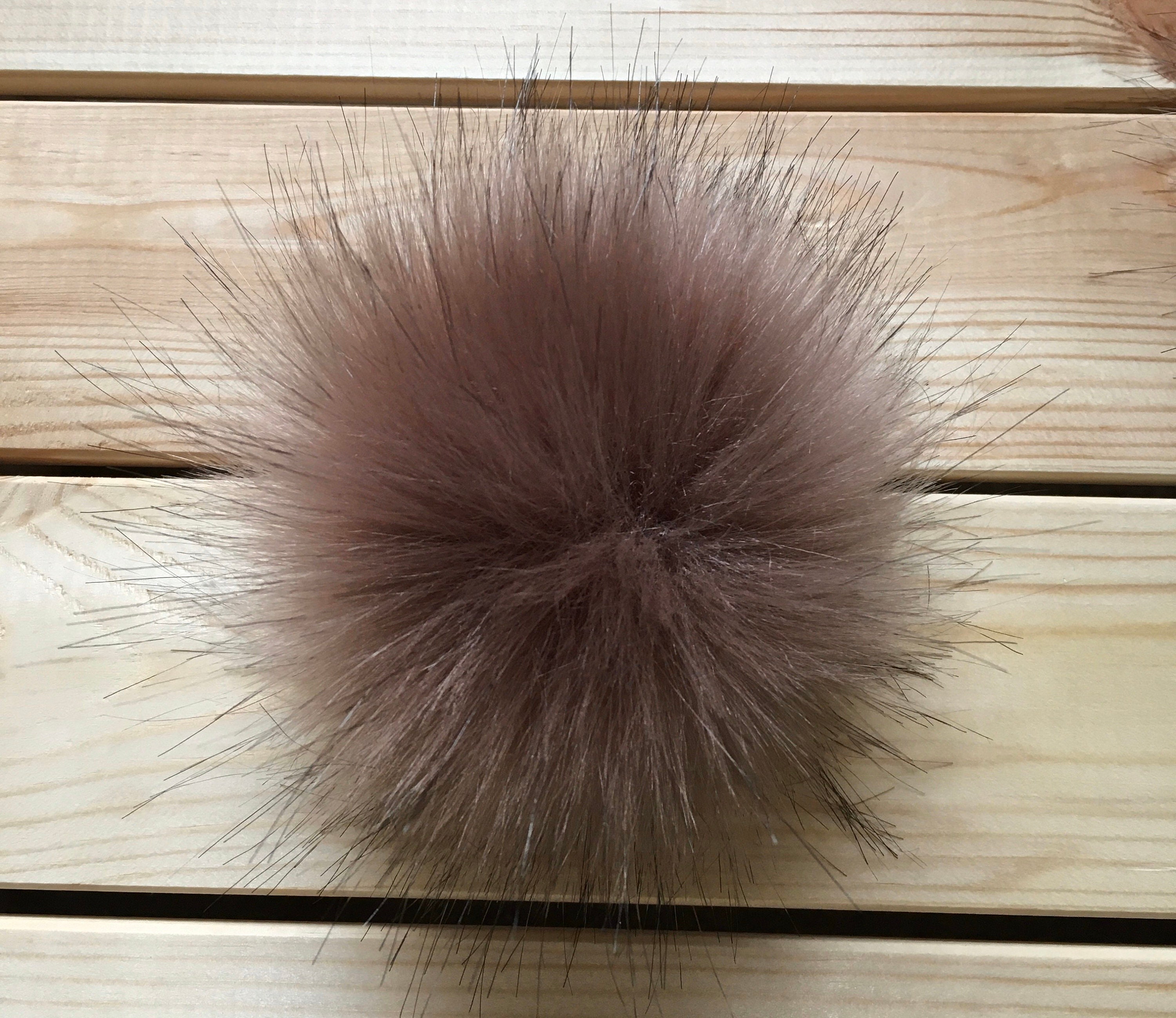 Faux Fur Pom Pom Mocha, Snap Closure – Wool and Company