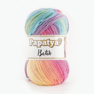Batik Multi Colored Acrylic Yarn 100g, Ice Cream Helado Yarn DK Crochet  Yarn, Double Knitting Ice Yarn Magic Rainbow Yarn, PAPATYA Batik 