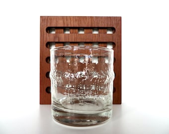 Single Iittala Niva Lowball Glass, Vintage Tapio Wirkkala Scotch Glass, Scandinavian Textured Icy Glass Barware