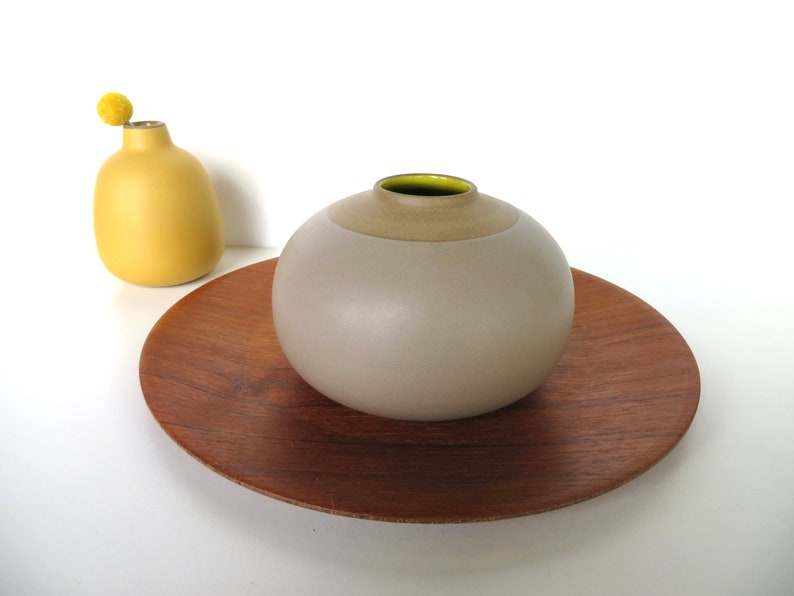 Heath Ceramics Bulb Vase In Fawn and Yuzu, Edith Heath Medium Sculptural Vase image 1