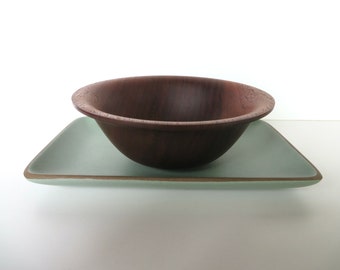 Vintage Sculptural 7" Teak Bowl, Mcm Hand Turned Wooden Dish, Minimalist Wooden Interior Home Decor