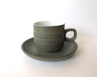 Vintage Denby Chevron Camelot Cup And Saucer by Gill Pemberton - 2 available