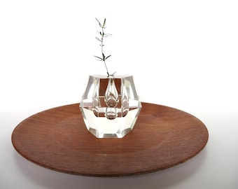 Vintage Crystal Orchid Vase by Timo Sarpaneva, Scandinavian Faceted Glass Art Paperweight