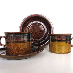 Vintage Knabstrup Stoneware, Set Of 2 Cup And Saucers, Mid Century Coffee Cups From Denmark image 1