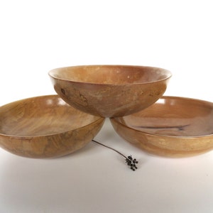 Set of 3 Vintage Spalted Maple Salad Bowls From Japan image 5