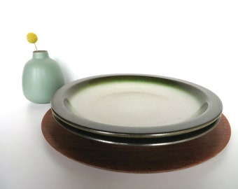 Heath Ceramics Coupe Salad Plates Sea and Sand Dark Green Edge