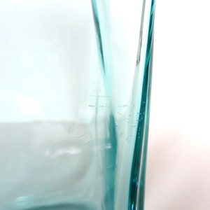 Vintage Blenko Glass Paper Bag Vase In Aqua Blue, 8 1/2 Hand Blown Blenko Glass Art 8813M image 7
