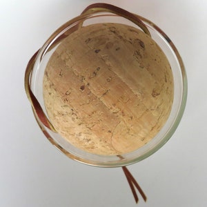 Vintage Modernist Glass Pyrex Decanter With Cork Stopper And Leather Strap 2 available. image 4