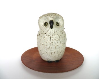 Large Brutalist Studio Pottery Owl Sculpture, Mid Century Signed Ceramic Owl Sculpture From Canada