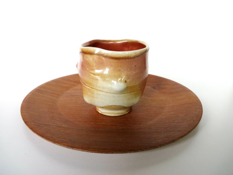 Japanese Shino Ware Chawan Pottery Tea Bowl, Hand Crafted 12 oz Ceramic Tea Cup afbeelding 7