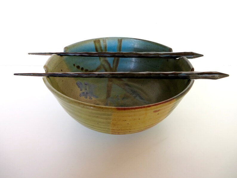 Vintage Studio Pottery Chopstick Bowl By WIliam Creitz, Northwest Oregon Pottery Soup Noodle Bowl image 2