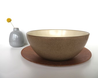 Early Heath Ceramics 8" Serving Bowl In Sandalwood, Modernist Beige and Brown Bowl By Edith Heath, Sausalito California Pottery