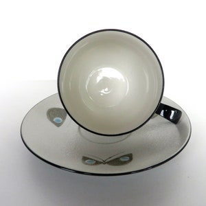 Vintage Hand Painted Butterfly Cup and Saucer, Black And White Elegant Japanese Teacup and Saucer image 4