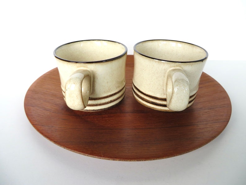 Set Of 2 Denby Sahara Mugs From England, Denby Contemporary Coffee Cups In Beige and Brown image 4
