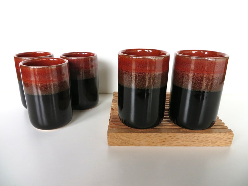 Set Of 5 Otagiri Stoneware Yunomi Tea Cups, Vintage Japanese Matcha/Green Tea Ceramic Cups image 7