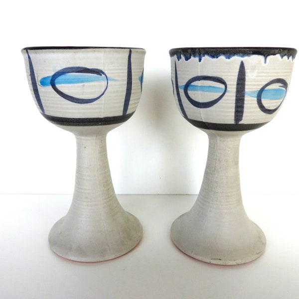 Large Pacific Stoneware Goblets By Bennet Welsh, Oversized 16oz Hand Thrown Pottery Chalices Cups