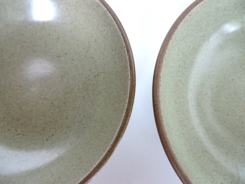 Early Heath Ceramics Dessert Bowls In Speckled Green, Modernist 5 1/4 Sage Berry Bowls By Edith Heath image 8