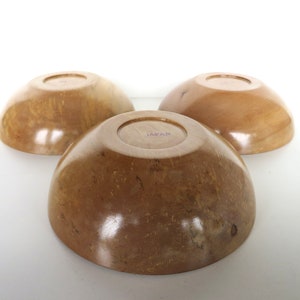 Set of 3 Vintage Spalted Maple Salad Bowls From Japan image 6