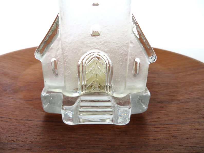 Vintage Glass Church Votive Candle Holder Nybro From Sweden, Small Glass Christmas Tea Light Holder image 3