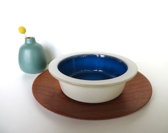 Vintage Heath Ceramics 7 1/4" Bowl in Opal Blue Moonstone, #420 Heath Rim Line Nesting Baker