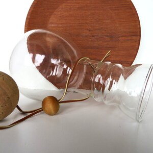 Vintage Modernist Glass Pyrex Decanter With Cork Stopper And Leather Strap 2 available. image 2