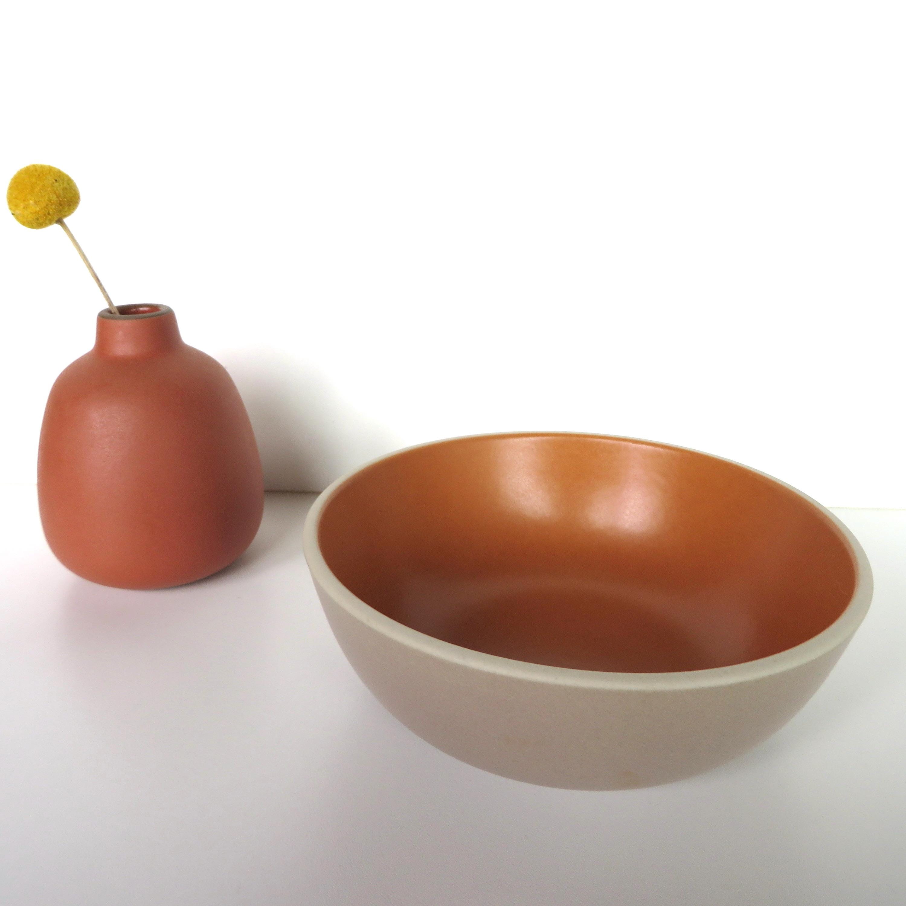 Vintage Heath Ceramic Cereal Bowl in French Grey and Persimmon - Etsy